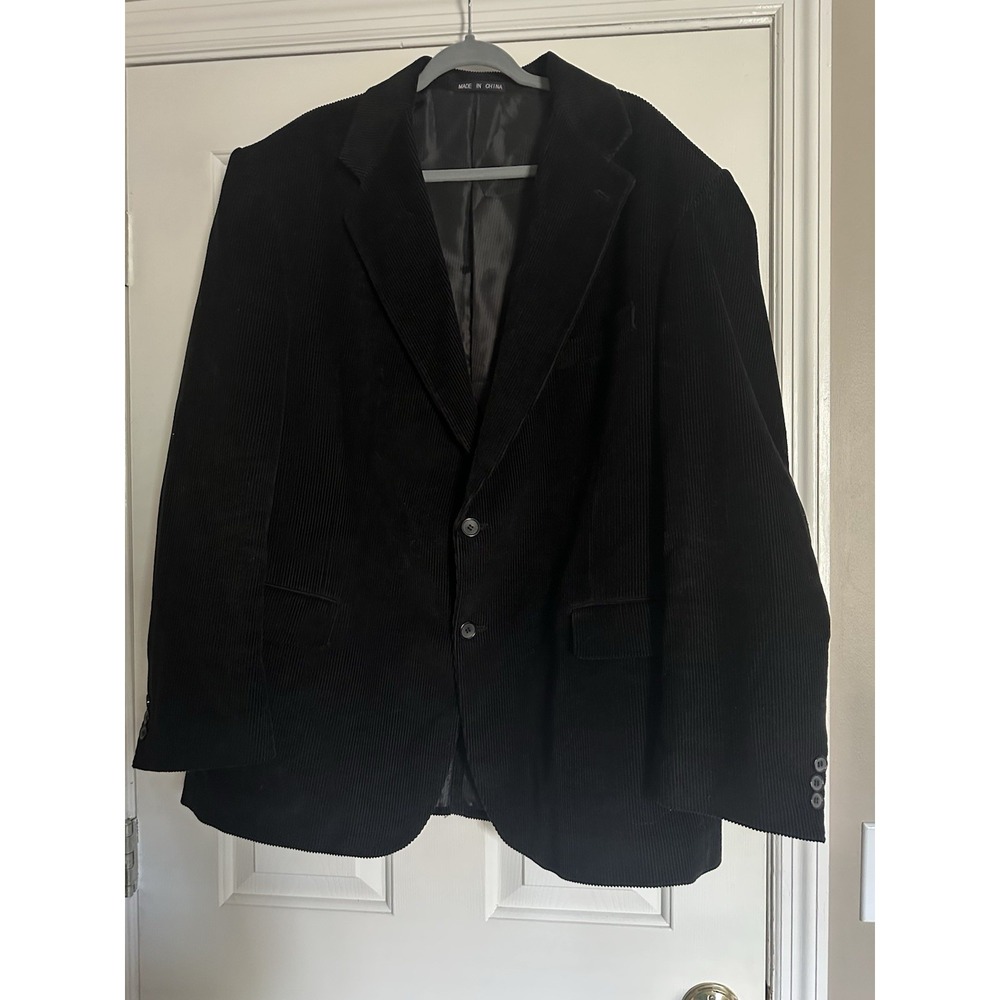 New England Corduroy Men's Jacket Blazer Sport Coat Size 48L Black Cotton Lined